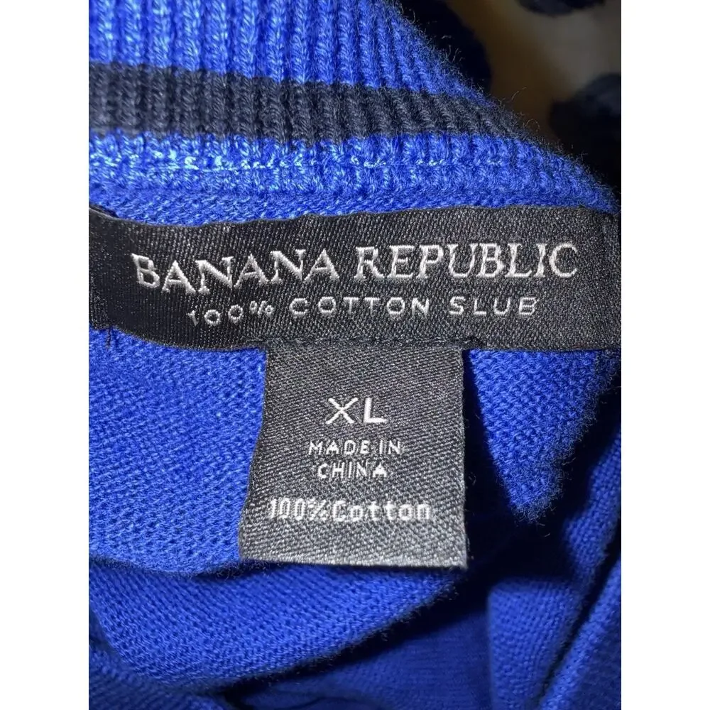 Banana Republic Blue Slub 100% Cotton Sweater Mens XL Crew Neck Longsleeve Soft